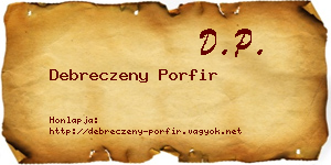 Debreczeny Porfir névjegykártya